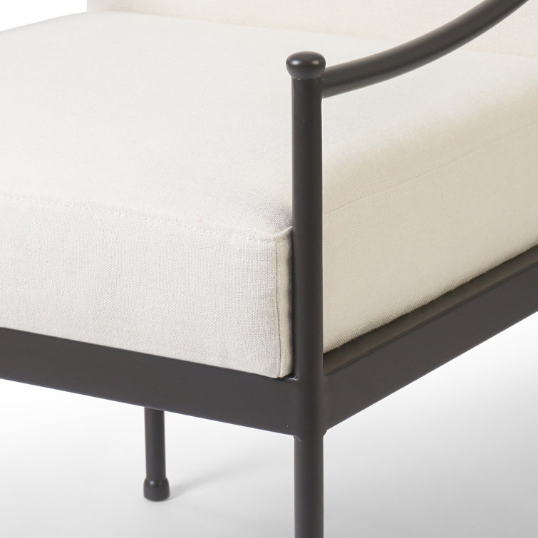 Flax Upholstered Metal Frame Indoor/Outdoor Dining Chair