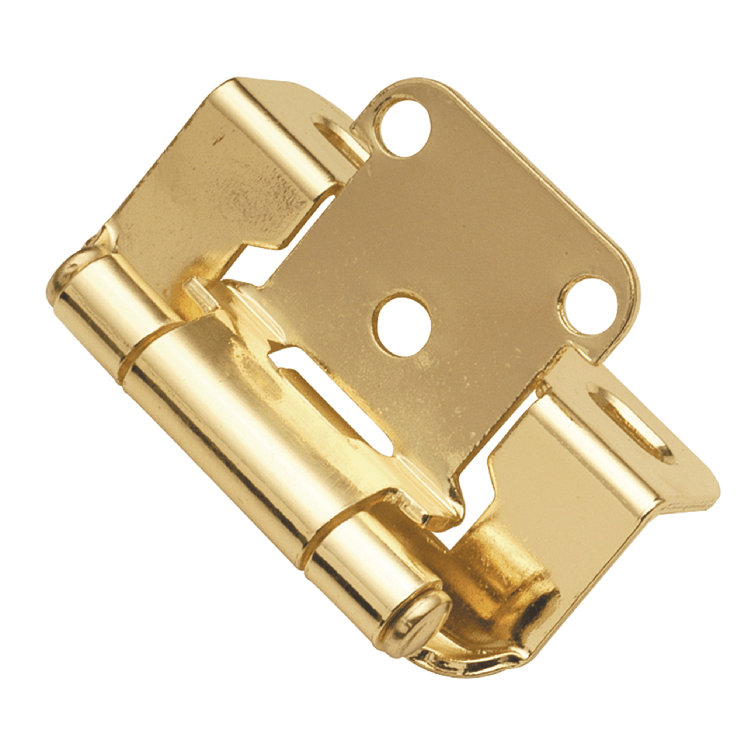 Polished Brass Semi-Concealed 1/2 Inch Overlay Cabinet Hinges