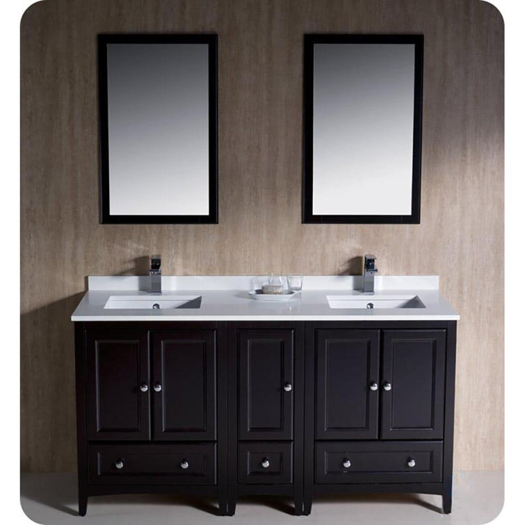 Espresso 60" Double Freestanding Engineered Wood Vanity Base