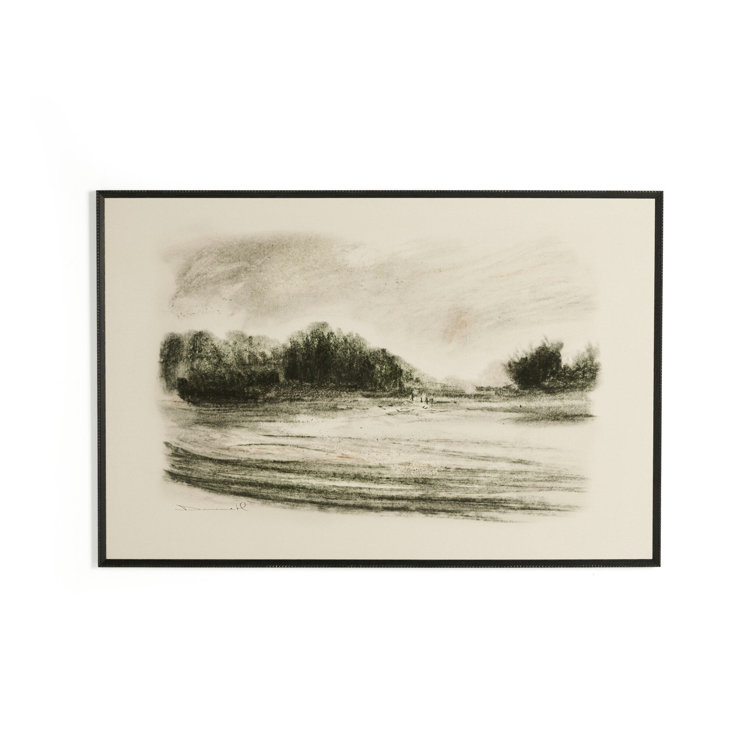 Meadow Landscape Print on Canvas with Black Frame