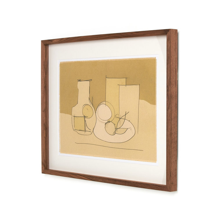 Modern Minimalist Beige and Brown Still Life Framed Art