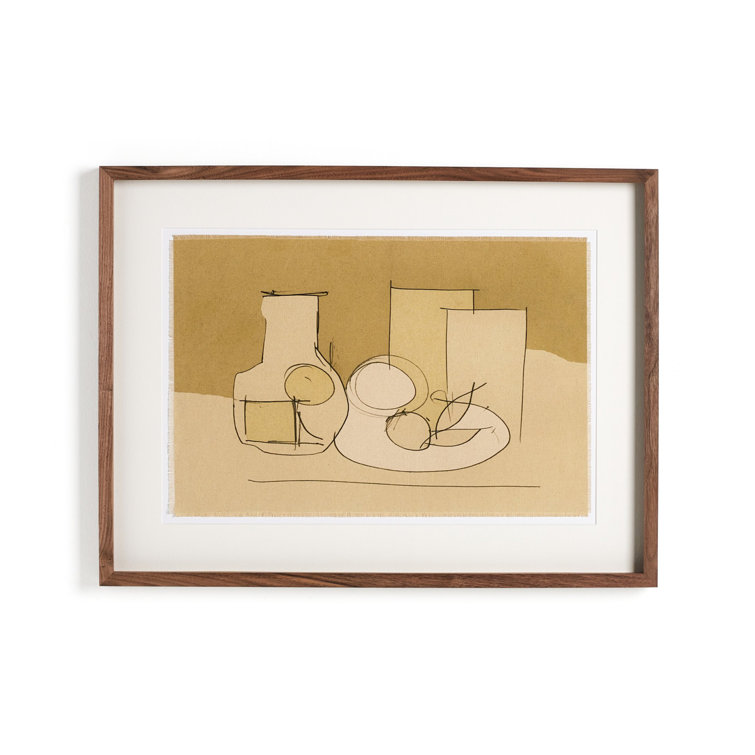 Modern Minimalist Beige and Brown Still Life Framed Art