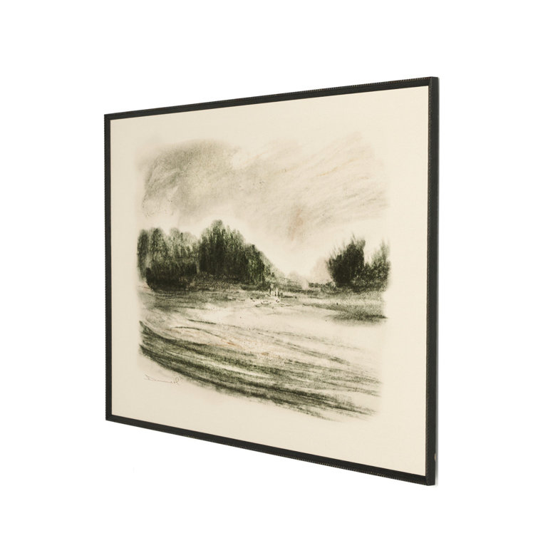 Meadow Landscape Print on Canvas with Black Frame