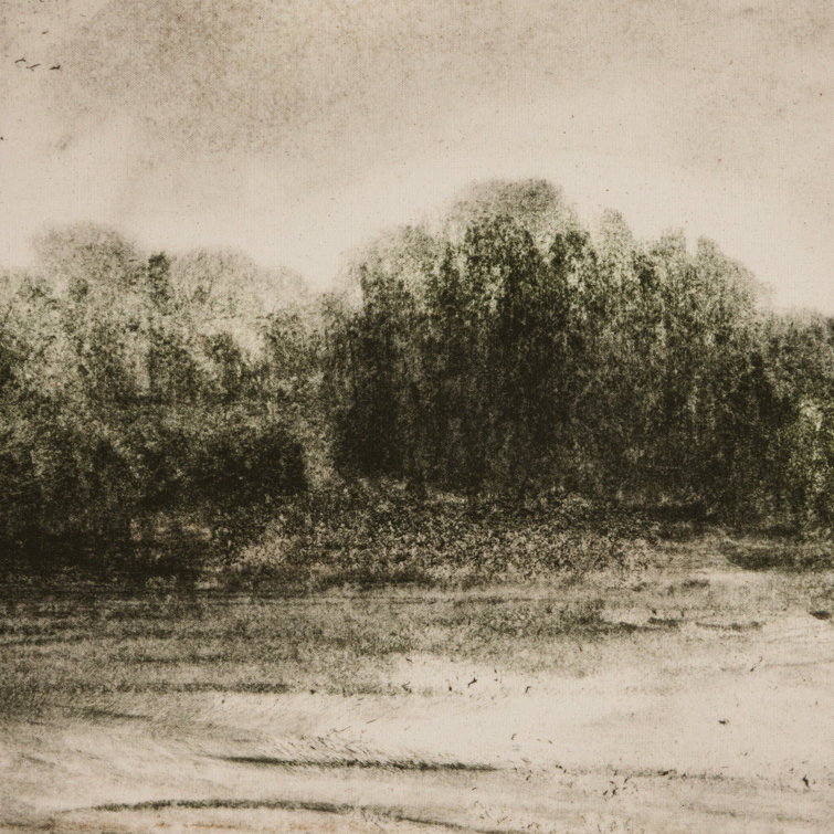 Meadow Landscape Print on Canvas with Black Frame