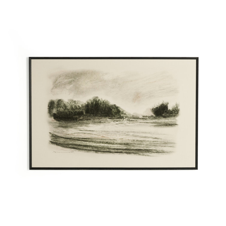 Meadow Landscape Print on Canvas with Black Frame