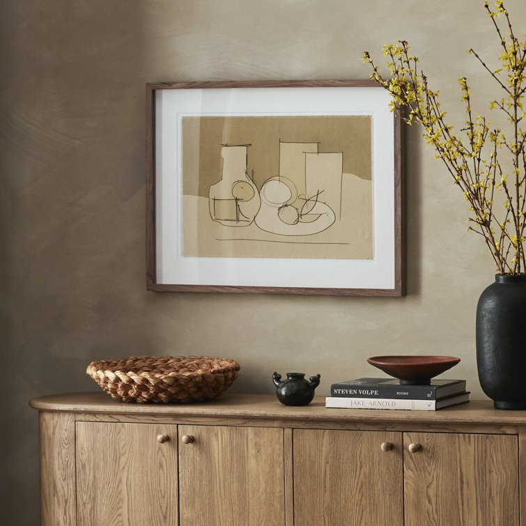 Modern Minimalist Beige and Brown Still Life Framed Art