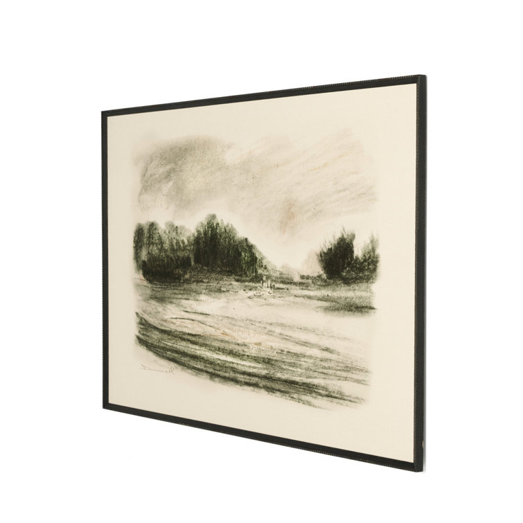 Meadow Landscape Print on Canvas with Black Frame