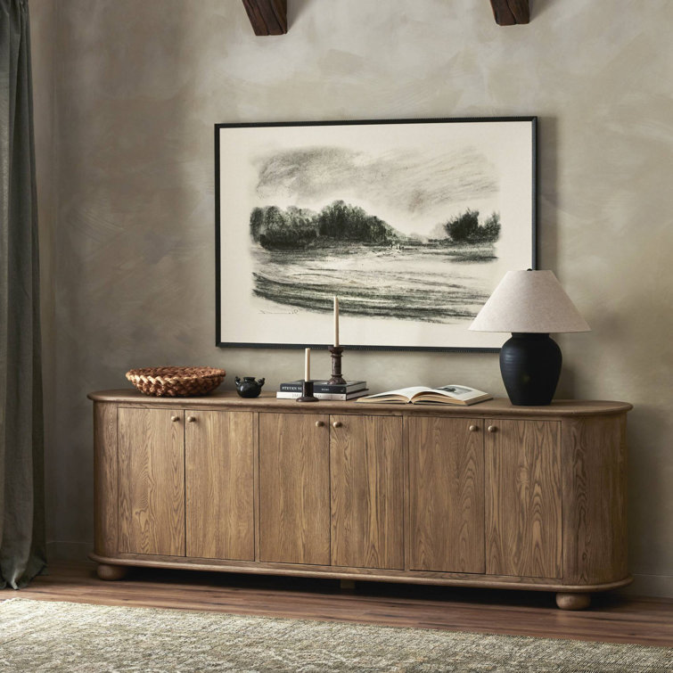 Meadow Landscape Print on Canvas with Black Frame