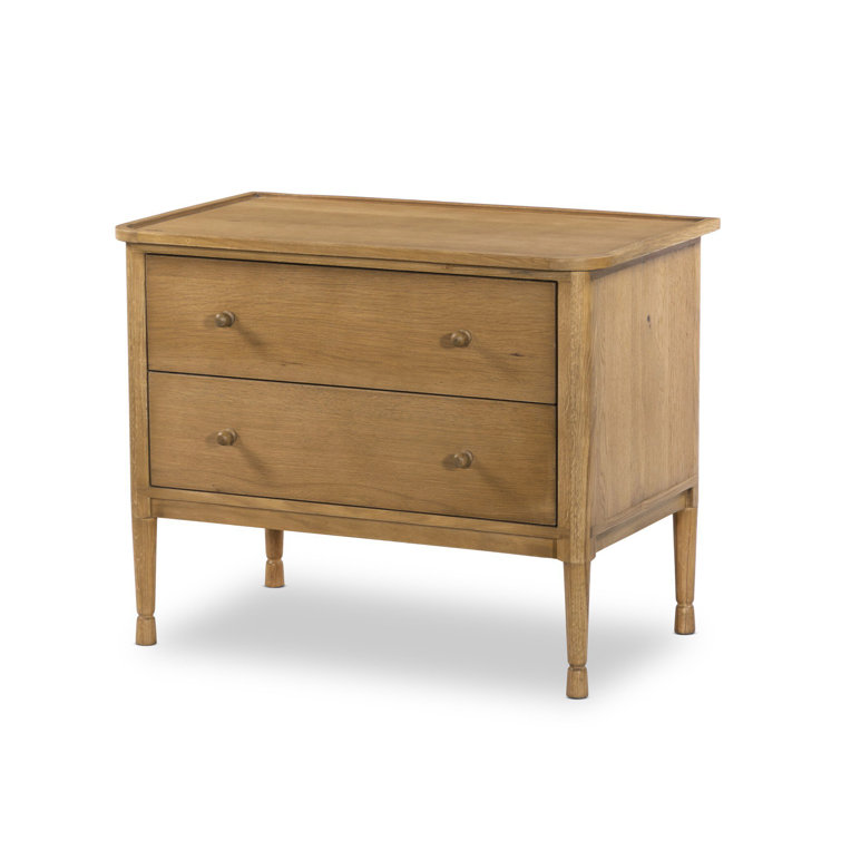 Saddle Brown Oak 2-Drawer Nightstand