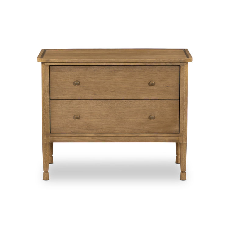 Saddle Brown Oak 2-Drawer Nightstand