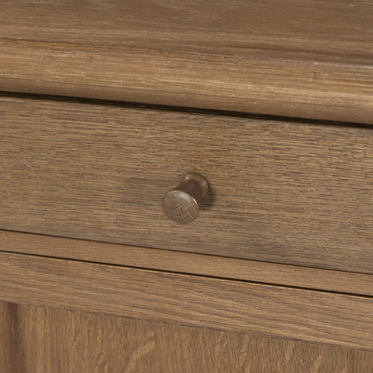 Saddle Brown Oak Veneer 1-Drawer Nightstand with Cabinet