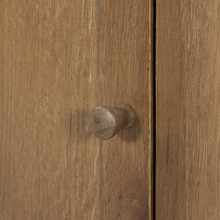 Saddle Brown Oak Veneer 1-Drawer Nightstand with Cabinet