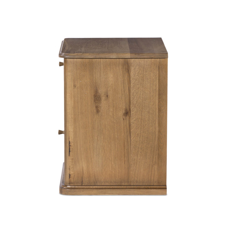 Saddle Brown Oak Veneer 1-Drawer Nightstand with Cabinet