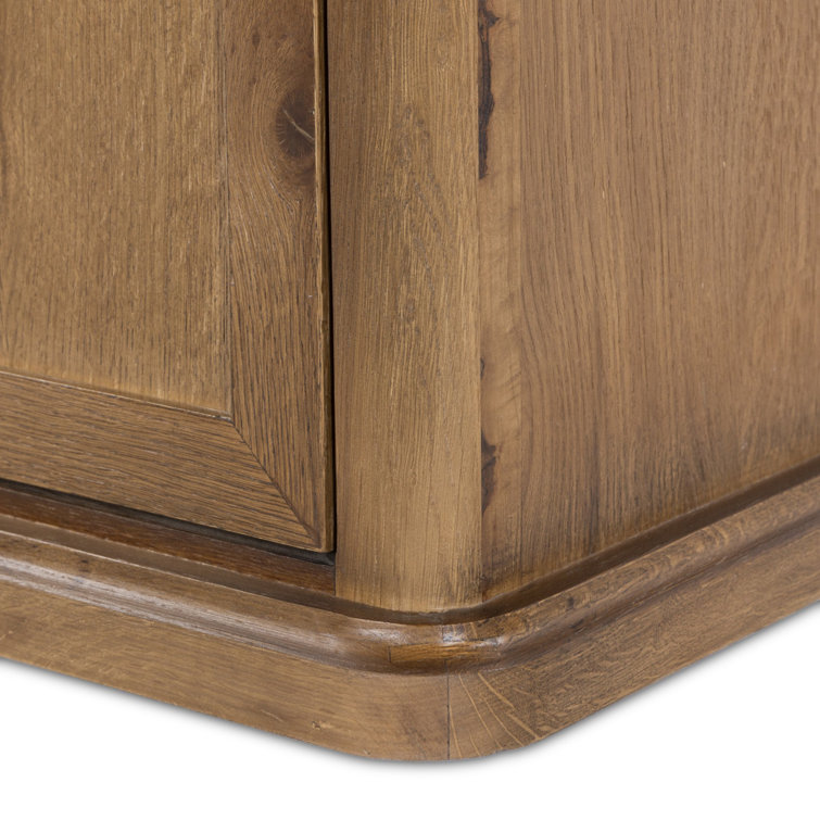 Saddle Brown Oak Veneer 1-Drawer Nightstand with Cabinet