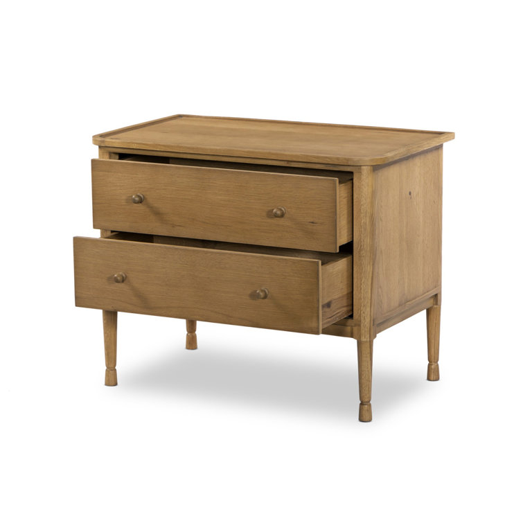 Saddle Brown Oak 2-Drawer Nightstand