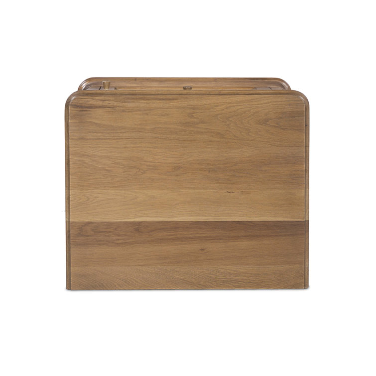 Saddle Brown Oak Veneer 1-Drawer Nightstand with Cabinet