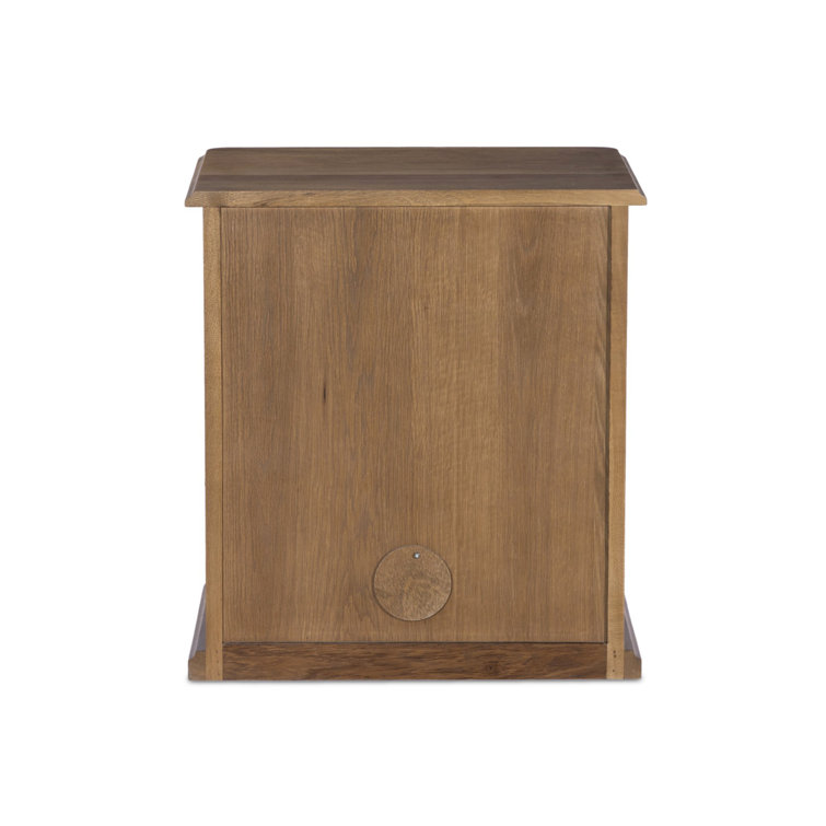 Saddle Brown Oak Veneer 1-Drawer Nightstand with Cabinet