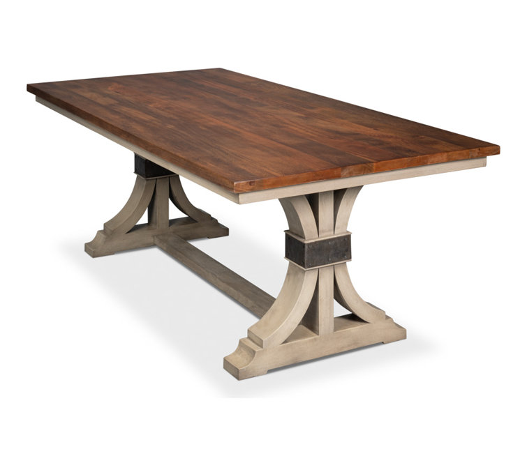Brown Mango Wood Trestle Base Dining Table