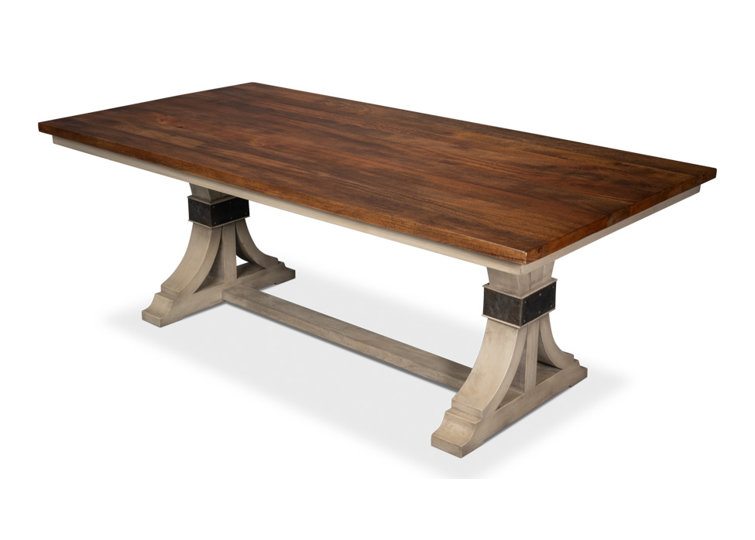 Brown Mango Wood Trestle Base Dining Table