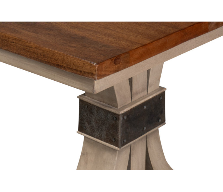 Brown Mango Wood Trestle Base Dining Table