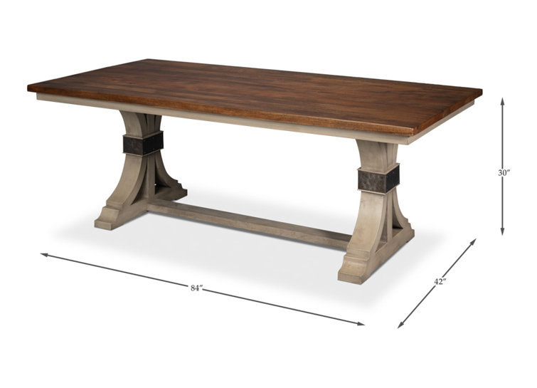 Brown Mango Wood Trestle Base Dining Table