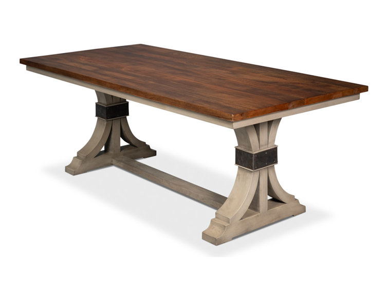 Brown Mango Wood Trestle Base Dining Table