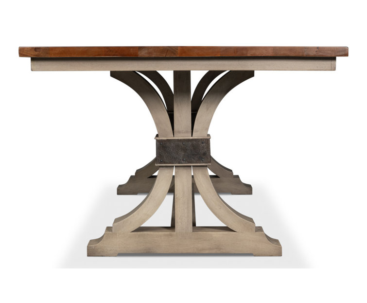 Brown Mango Wood Trestle Base Dining Table