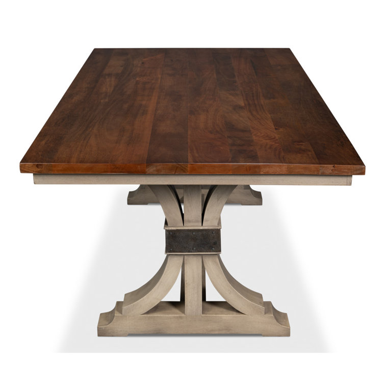 Brown Mango Wood Trestle Base Dining Table