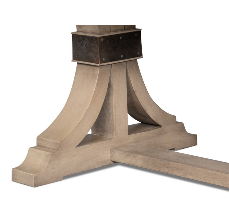 Brown Mango Wood Trestle Base Dining Table