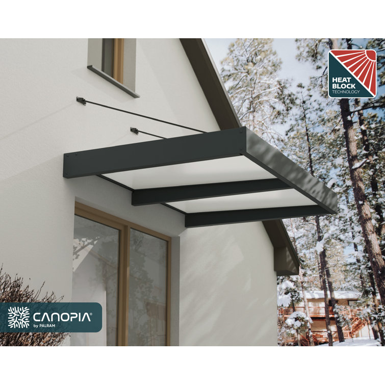 Sophia XL Gray Aluminum and Mist Acrylic Door and Window Awning