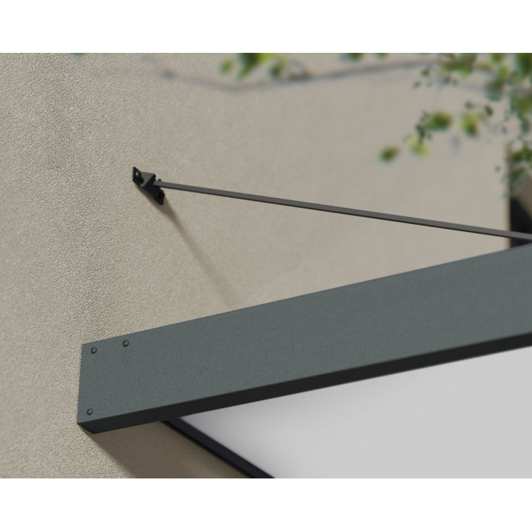 Sophia XL 28 ft Gray Aluminum and Acrylic Door Awning