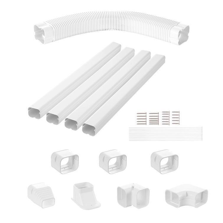White PVC Mini Split Line Set Cover with Complete Accessories