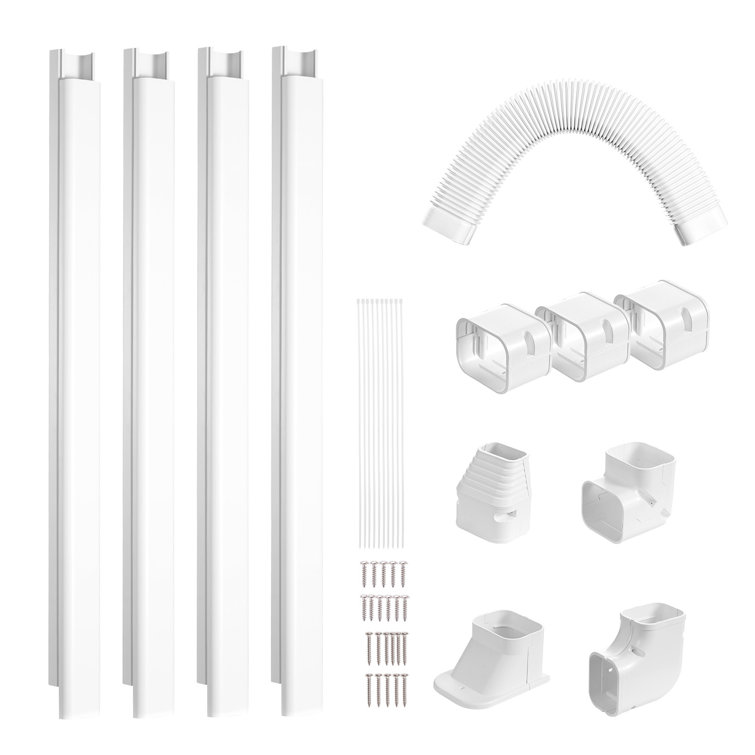 White PVC Mini Split Line Set Cover with Complete Accessories