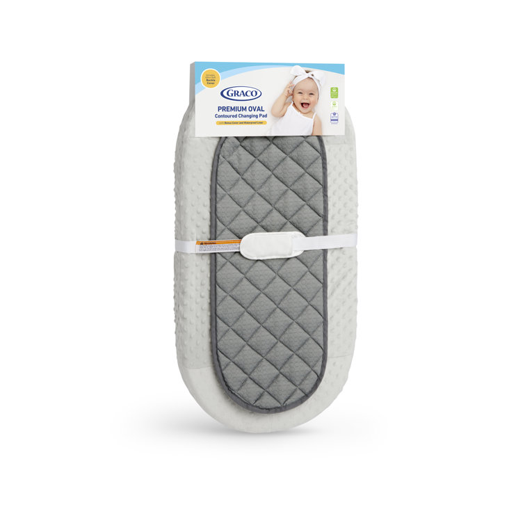 Graco Gray and White Oval Contoured Changing Pad with Cover