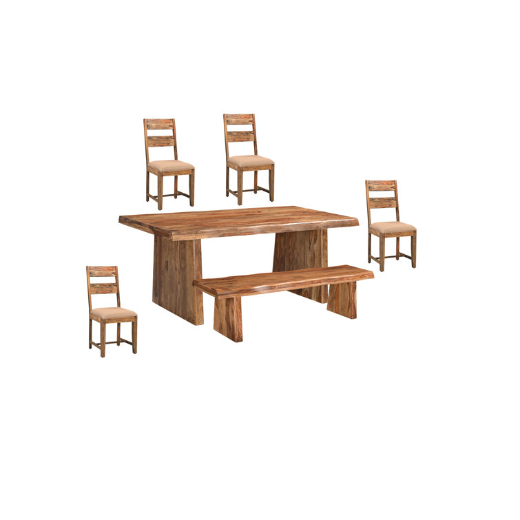 Darcy 74" Brown Solid Sheesham Wood Live Edge Dining Table