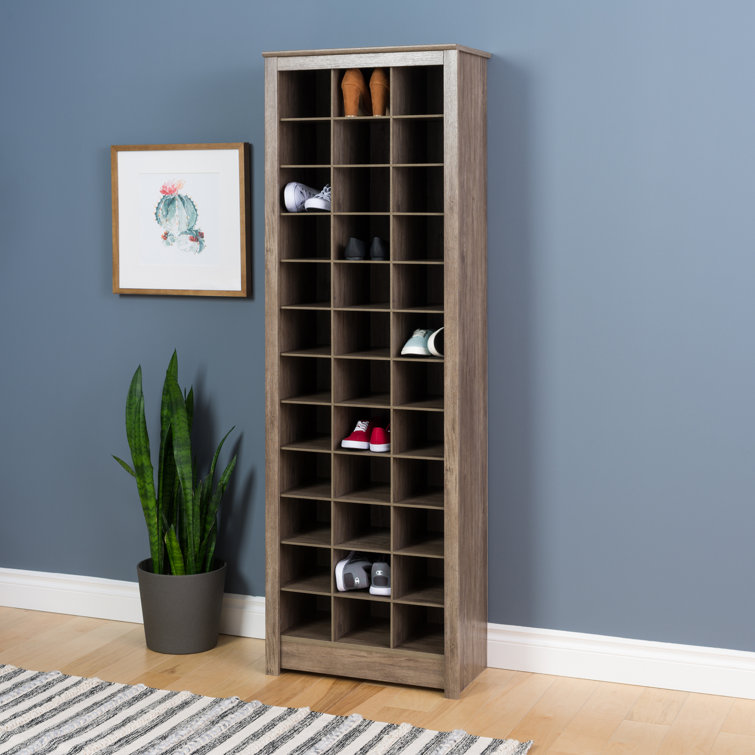Drifted Gray 36-Pair Stackable Wood Shoe Rack