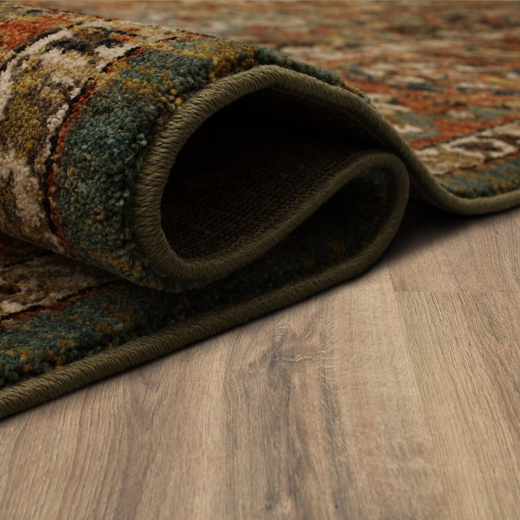Dhahar Aquamarine Synthetic Non-slip Rectangular Area Rug