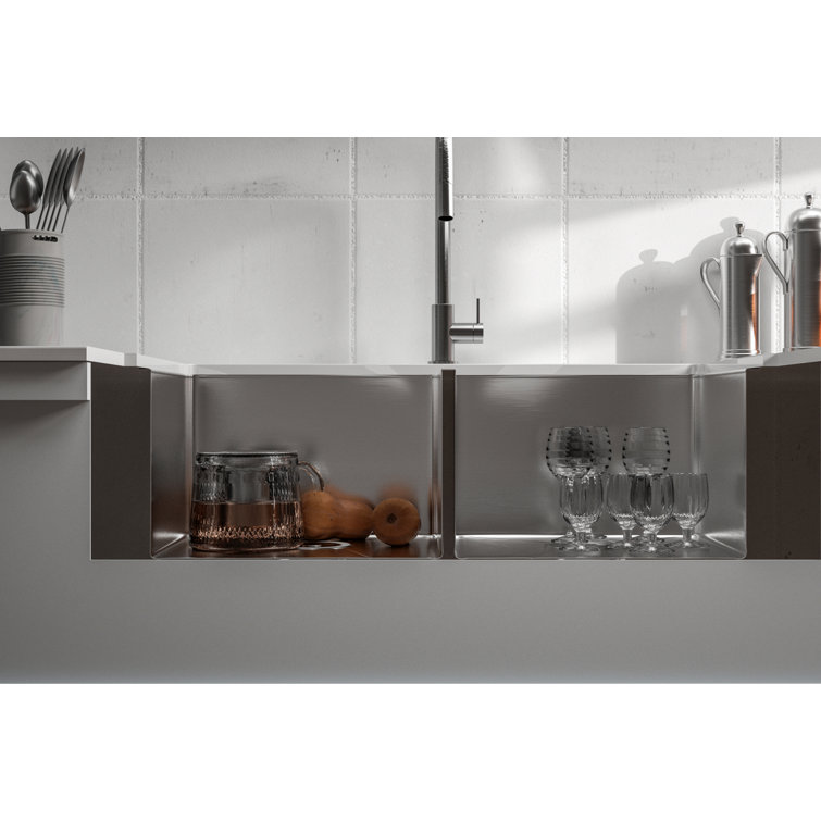 33'' Stainless Steel Farmhouse Double Bowl Kitchen Sink