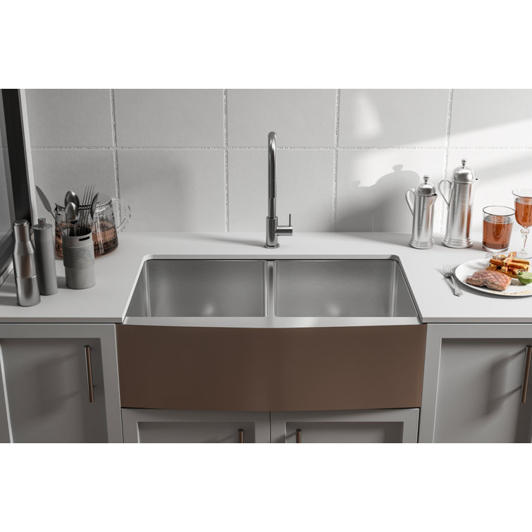33'' Stainless Steel Farmhouse Double Bowl Kitchen Sink