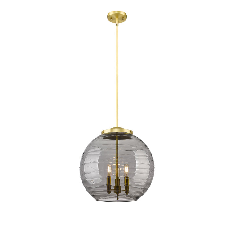 Athens Deco Swirl Satin Gold 3-Light Sphere Pendant