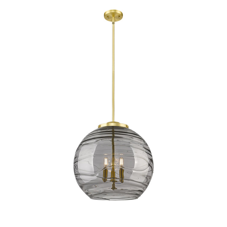 Athens Deco Swirl Satin Gold 3-Light Sphere Pendant