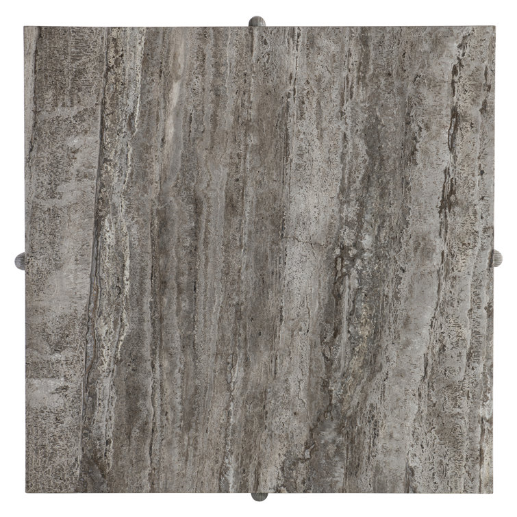 Gray Wood and Stone Square Coffee Table