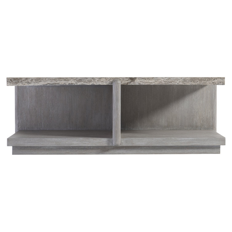 Gray Wood and Stone Square Coffee Table