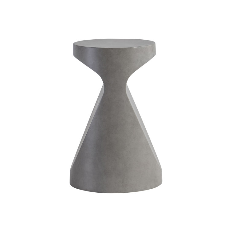 Gray Faux Stone Contemporary Hourglass End Table