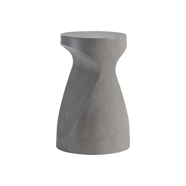 Gray Faux Stone Contemporary Hourglass End Table
