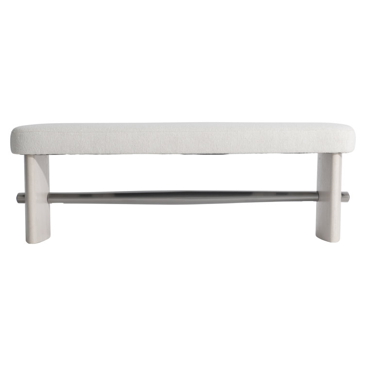 Sereno Cream Upholstered Bench with Nickel Stretcher