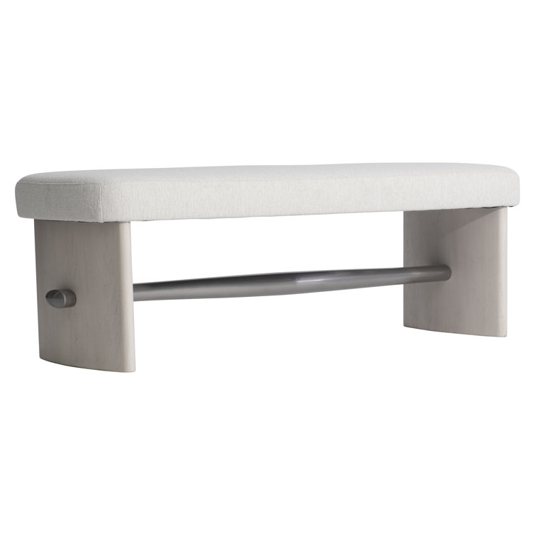 Sereno Cream Upholstered Bench with Nickel Stretcher