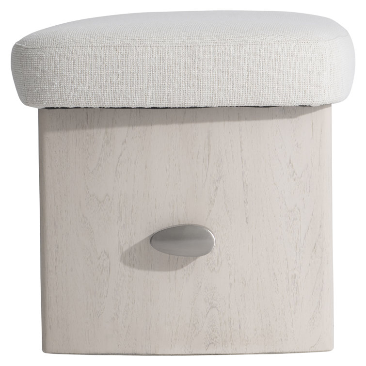 Sereno Cream Upholstered Bench with Nickel Stretcher