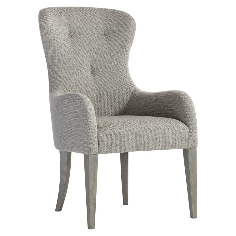Gray Upholstered Wingback Dining Chair with Wood Legs