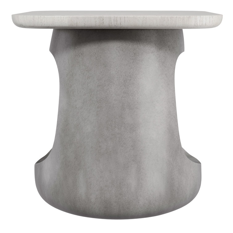 Gray Faux Stone and Wood Square End Table